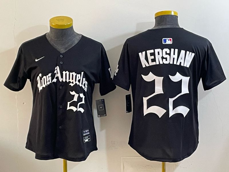 Women Los Angeles Dodgers #22 Kershaw Black 5th Jointly Name 2026 Nike MLB Jersey style 01->women mlb jersey->Women Jersey